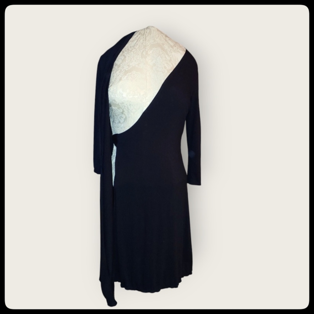 Max Studio Black Wrap Robe Dress - Picture 4 of 9